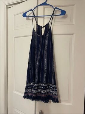 Ocean Drive Navy Blue Striped Design Sundress